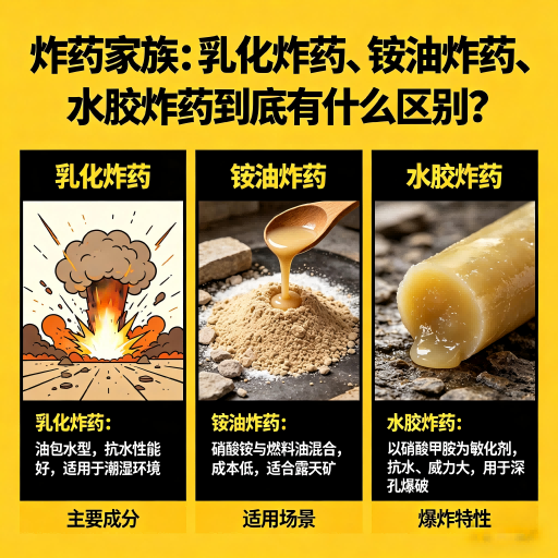乃东炸药家族：乳化炸药、铵油炸药、水胶炸药到底有什么区别？